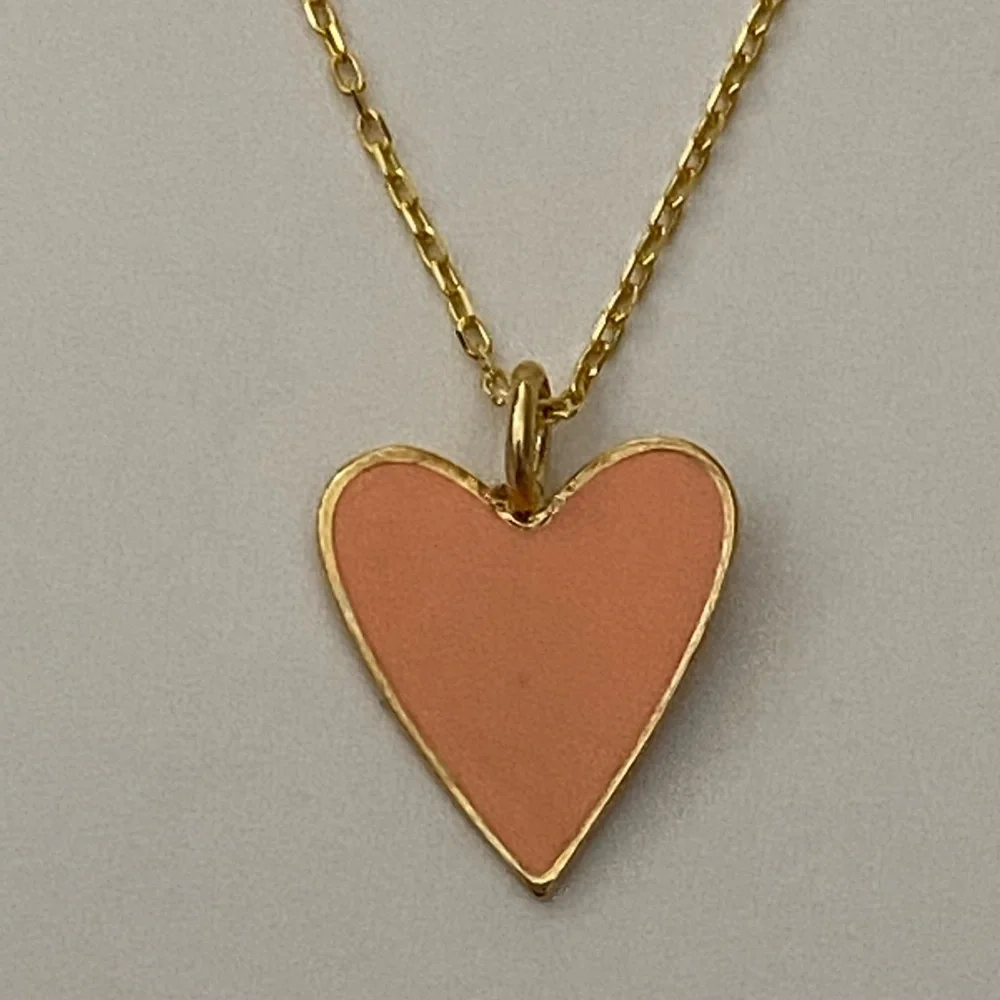 925 Silver peach heart love necklace 18K yellow gold plated